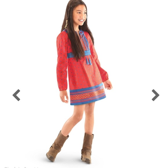 American Girl desert flower red boho tassel tunic dress size 7 Josephina - Picture 1 of 7